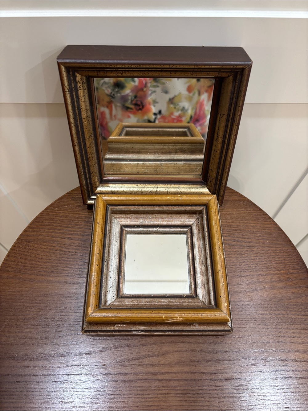 Vintage Style Gold Framed Mirror Set